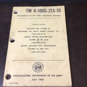 Vintage 1968 army owners manual for browning 50 caliber